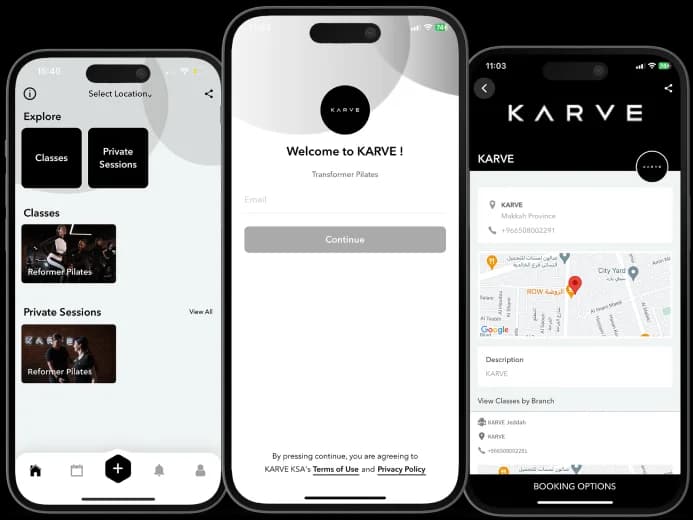 The KARVE KSA app — schedule, booking and memberships